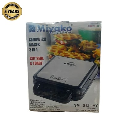 Picture of Miyako 3 In 1 Sandwich, Grill & Waffle | Sandwich Maker with Sandwich Plate, Grill Plate & Waffle Plate SM-012HY - Black