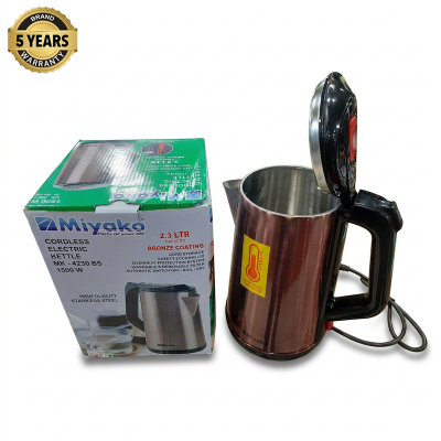 Picture of Miyako Cordless Electric Stainless Steel Body Kettle | 2.3 Ltr | 1500 Watt | Miyako Electric Automatic Kettle | MK-4230BS | Colour : Black