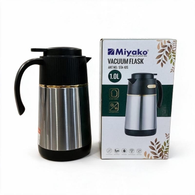 Picture of Miyako Vaccum Flask Hot & Cool | 12-24 Hours 1 Liter | Model : STA-10S - Black & Silver