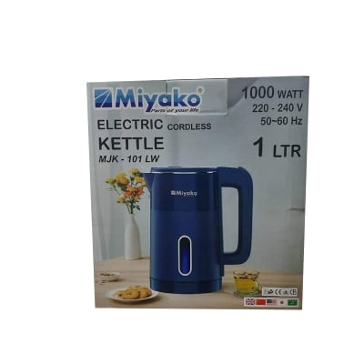 Picture of Miyako Electric Automatic Kettle | 1.0 Liter | MJK-101LW | 1000 Watt | Auto On/Off After Boiling Water - Black & Silver