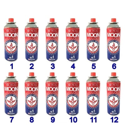 Picture of 12 Pc Moon Butane Can for portable burner - Red & Blue