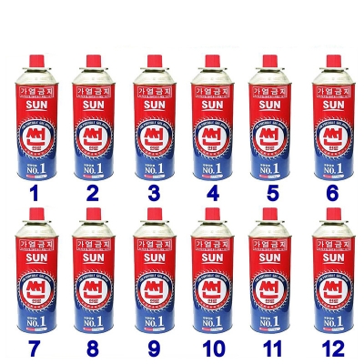Picture of 12 Pc Sun Butane Can for portable burner - Red & Blue