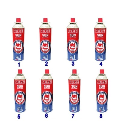 Picture of 8 Pc Sun Butane Can for portable burner - Red & Blue