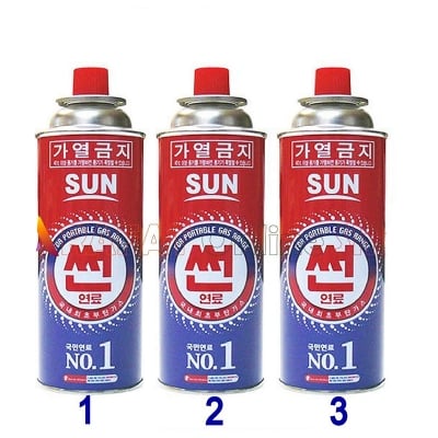 Picture of 3 Pc Sun Butane Can for portable burner - Red & Blue