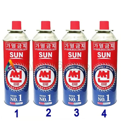 Picture of 4 Pc Sun Butane Can for portable burner - Red & Blue