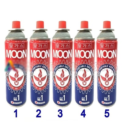 Picture of 5 Pc Moon Butane Can for portable burner - Red & Blue