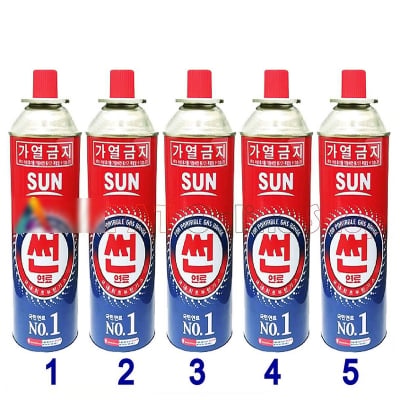 Picture of 5 Pc Sun Butane Can for portable burner - Red & Blue