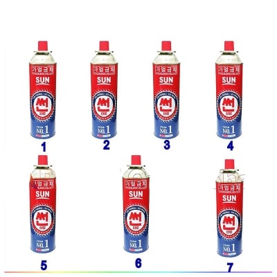 Picture of 7 Pc Sun Butane Can for portable burner - Red & Blue