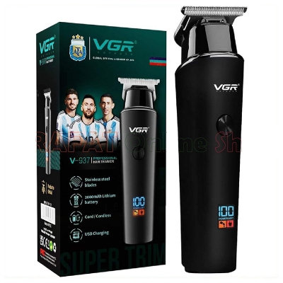 Picture of VGR V-937 Cord and Cordless Multifunction Trimmer and Hair Clipper with Metal Body Type C Fast Charing and Digital display - Black