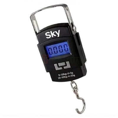 Picture of Electronic Portable Weight LCD Digital Scale 50 kg Capacity With Hanging Hook, Accuracy 5g/10g, Hanging Digital Weight Machine for Luggage, Cylinders, Fishing Hunting & Any Others Household Item (BLACK COLOR BODY AND BLUE DISPLAY)
