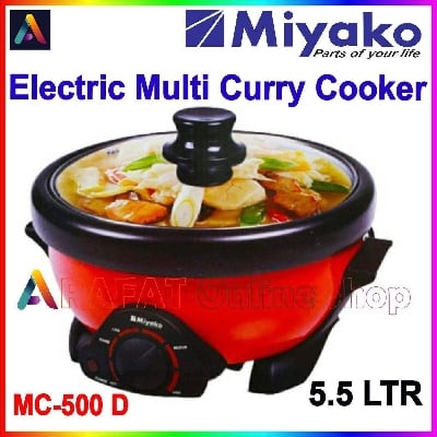Picture of Miyako Double Pot Multi cooker, Electric Curry Cooker With Double Pot, Removable non-stick pan, Automatic cooking and warming system MC-500D (5.5 LTR) - Black & Red