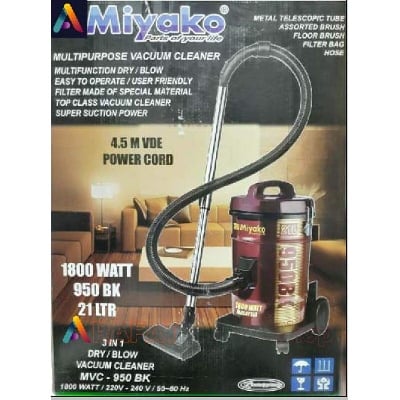 Picture of Miyako Vacuum Cleaner, 3 in 1 (Wet/Dry/Blower), MVC-950 BK, 1800 Watt, 21 Liter Dust Capacity - Brown