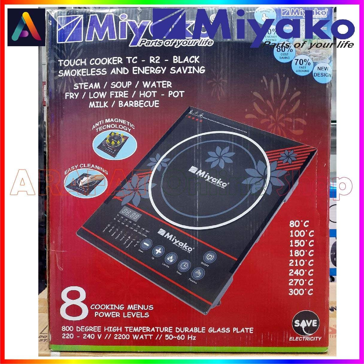 Picture of Miyako Induction Cooker TC-R3 Black With 28 Cm Steel Kari Free | 2200 Watt - Black
