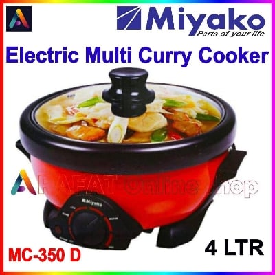 Picture of Miyako Single Pot Multi cooker, Electric Curry Cooker With Single Pot, Removable non-stick pan, Automatic cooking and warming system MC-350D (4 LTR) - Black & Red