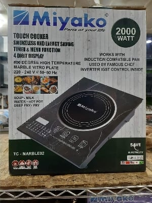 Picture of Miyako Induction Cooker Smokeless And Energy Savings [INVERTER] | Model : TC-Marble-02 | Capacity : 2000 Watt | 4 Digit Display - Black & Glass