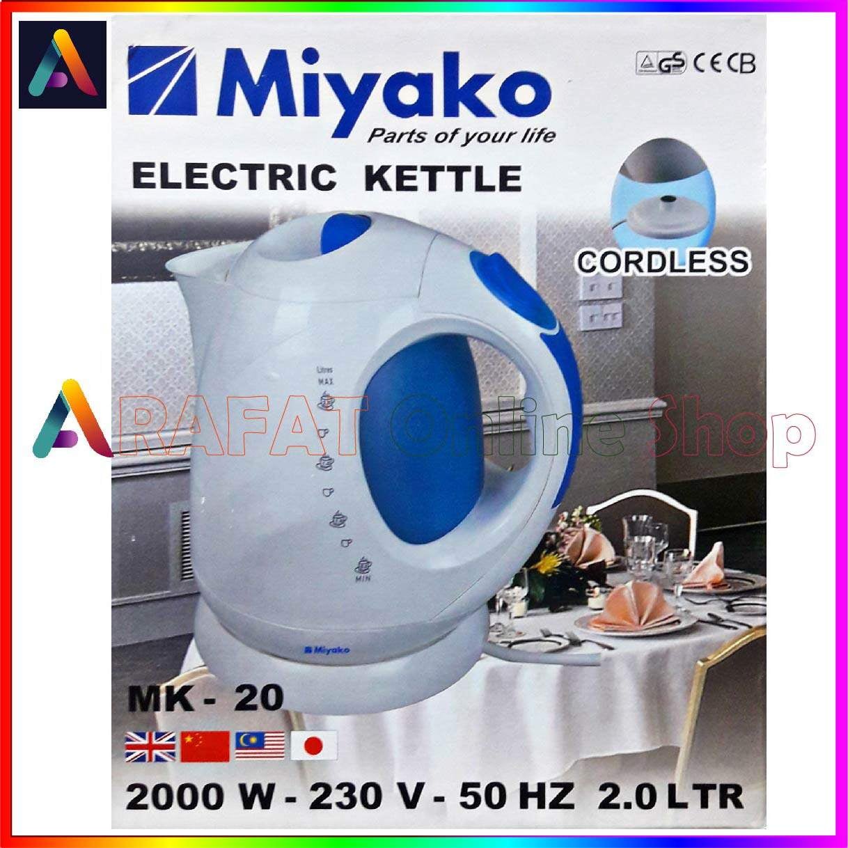 Picture of Miyako Cordless Electric plastic body Kettle | 2.0 Ltr | 2000 Watt Miyako kettle Automatic Kettle | MK-20 - White