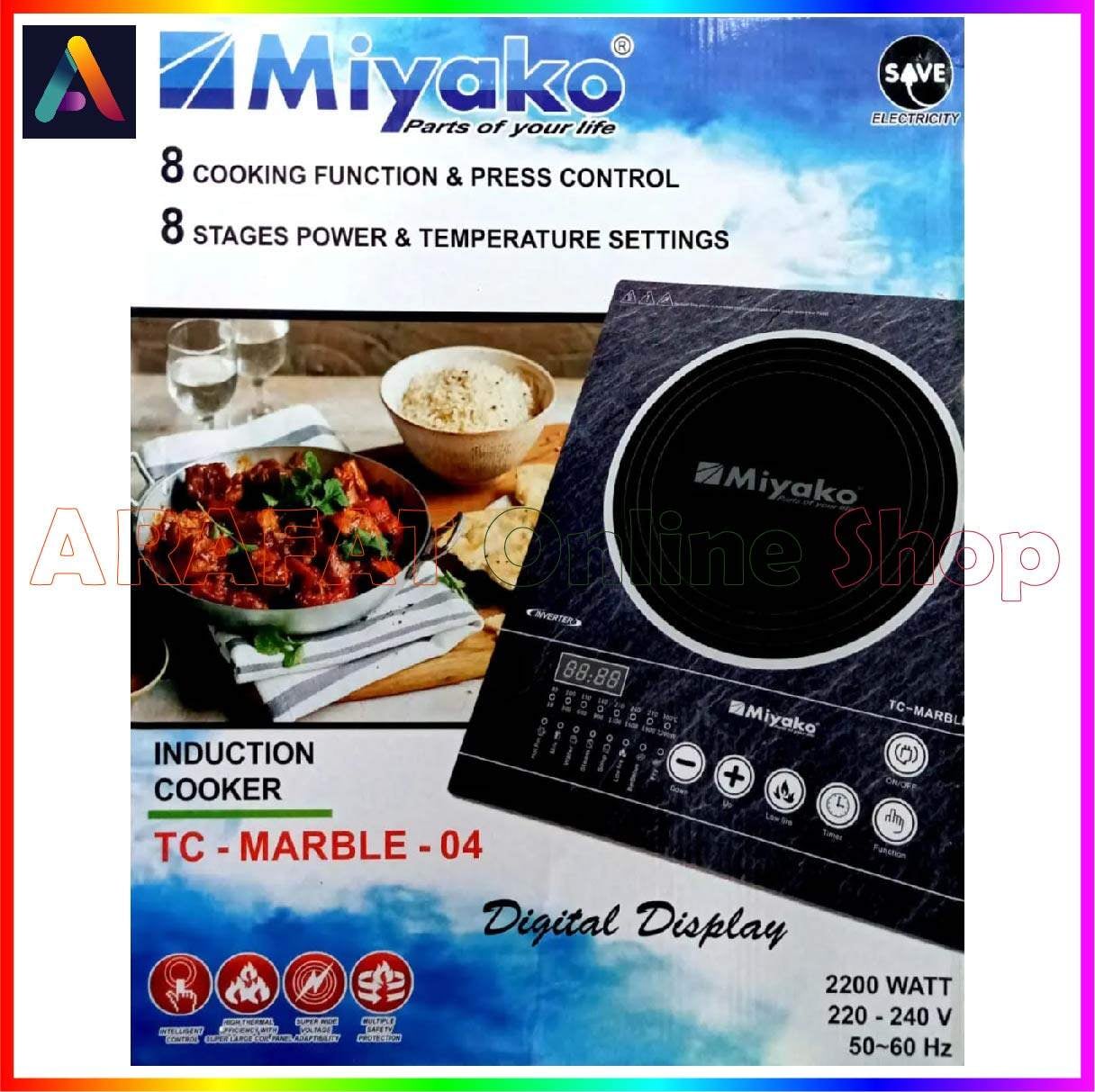 Picture of Miyako Induction Cooker TC-MARBLE-04 [INVERTER] With FREE COOKING POT | 2200 Watt | Digital Display - Black