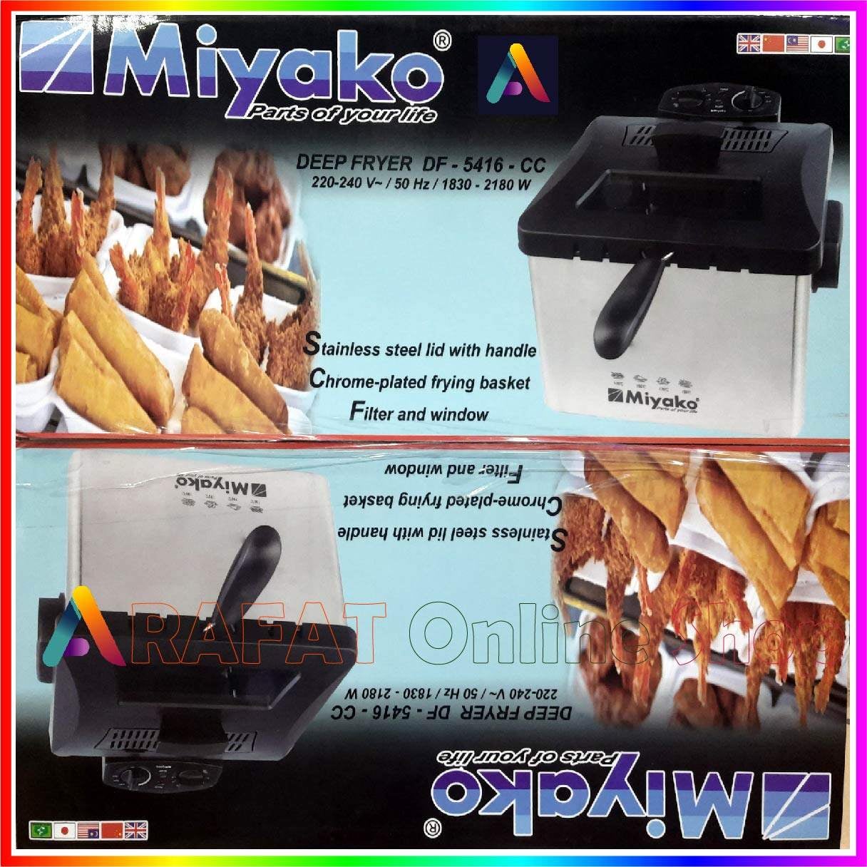 Picture of Miyako Electric Deep Fryer 2/1 Basket options commercial and domestic DF-5416 | 5 Litre | 1800 Watt - Pink