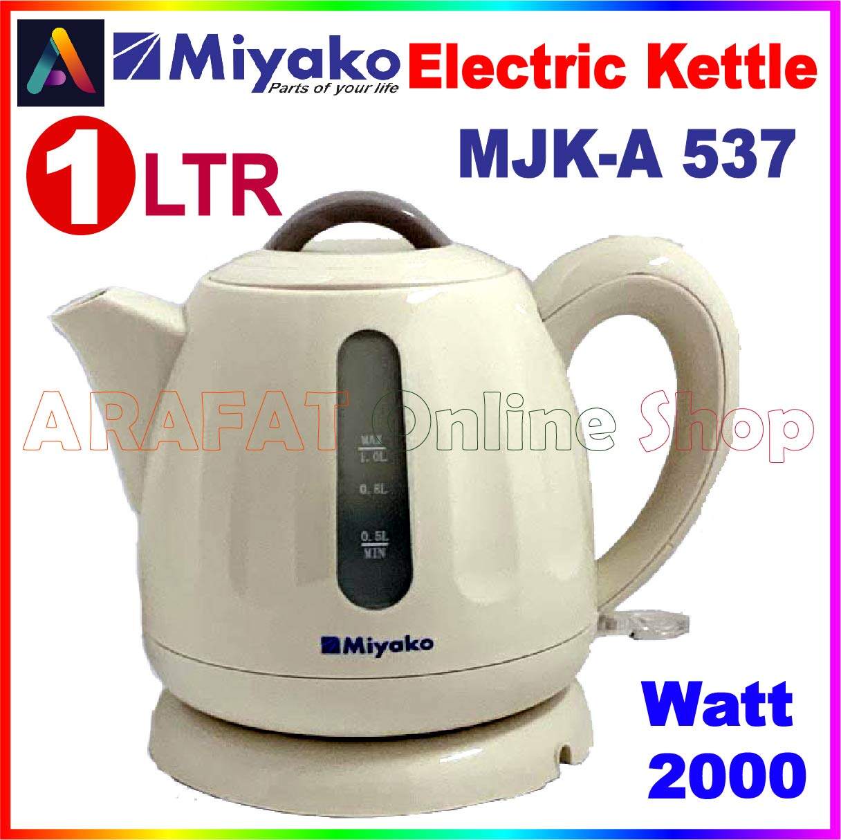 Picture of Miyako Electric Kettle | 1 LTR | MJK-A537 - Grey