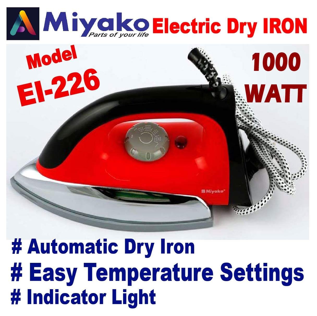 Picture of Miyako Heavy Weight Automatic Electric Dry Iron EI-226 - Red