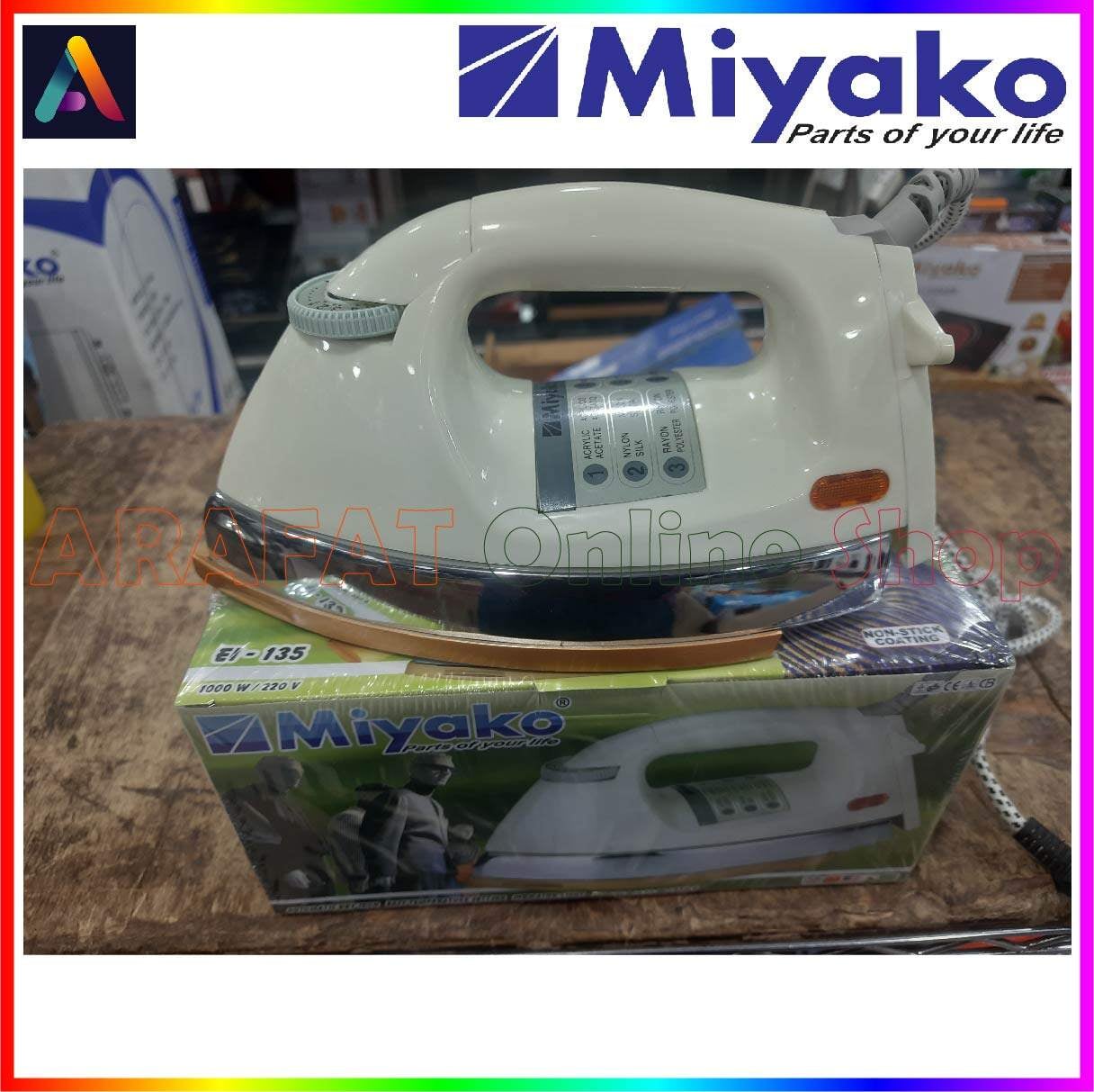 Picture of Miyako heavy weight Automatic Electric Dry iron | Capacity : 1000 Watt | Model : EI-135 - White