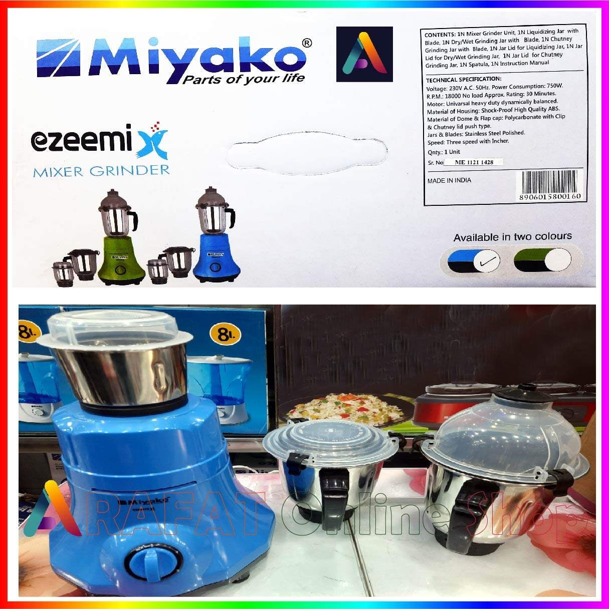 Picture of Miyako 3 IN 1 Blender & Mixer Grinder Ezeemix 750 Watt