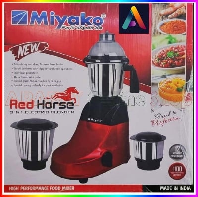 Picture of Miyako 3 IN 1 Blender & Mixer Grinder | Red Horse | 1000 Watt | Made in India
