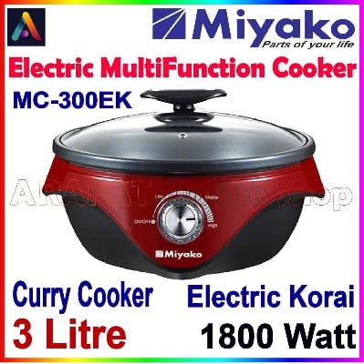 Picture of Miyako Electric Curry Cooker | Miyako Electric Korai | Miyako Electric Multifunction Cooker | MC-300 EK (3 Ltr) | 1800 Watt - Red
