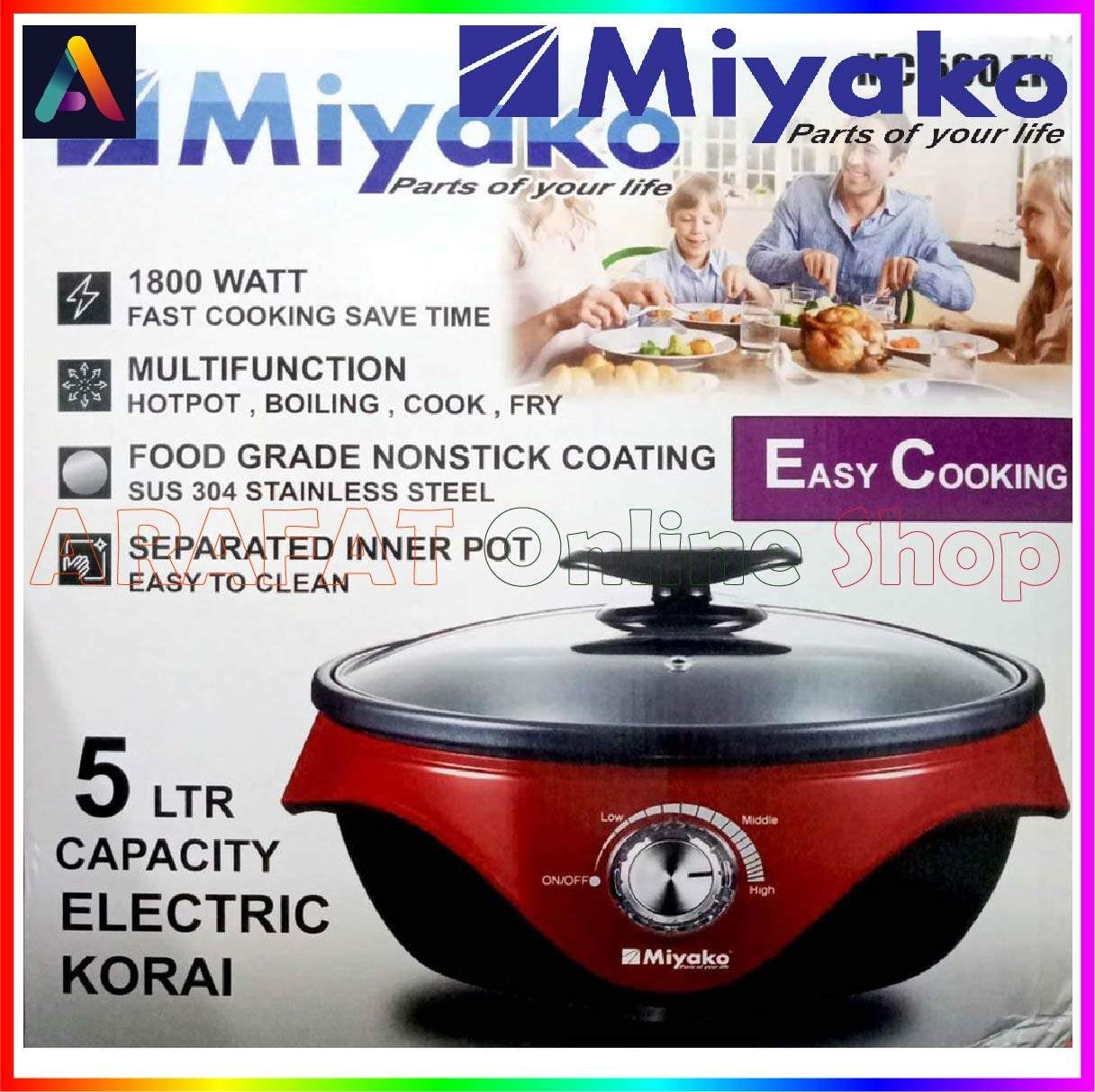Picture of Miyako Electric Curry Cooker | Miyako Electric Korai | Miyako Electric Multifunction Cooker | MC-500 EK (5 Ltr) | 1800 Watt