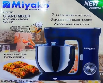 Picture of Miyako Electric Stand Mixer & Meat Grinder | 7 Liter | 2200Watt | SM-1554 - Black