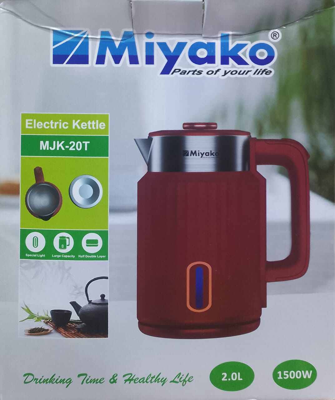 Picture of Miyako Cordless Electric plastic body Kettle | 2.0 Ltr | 1500 Watt Miyako kettle Automatic Kettle | MJK-20T - Black