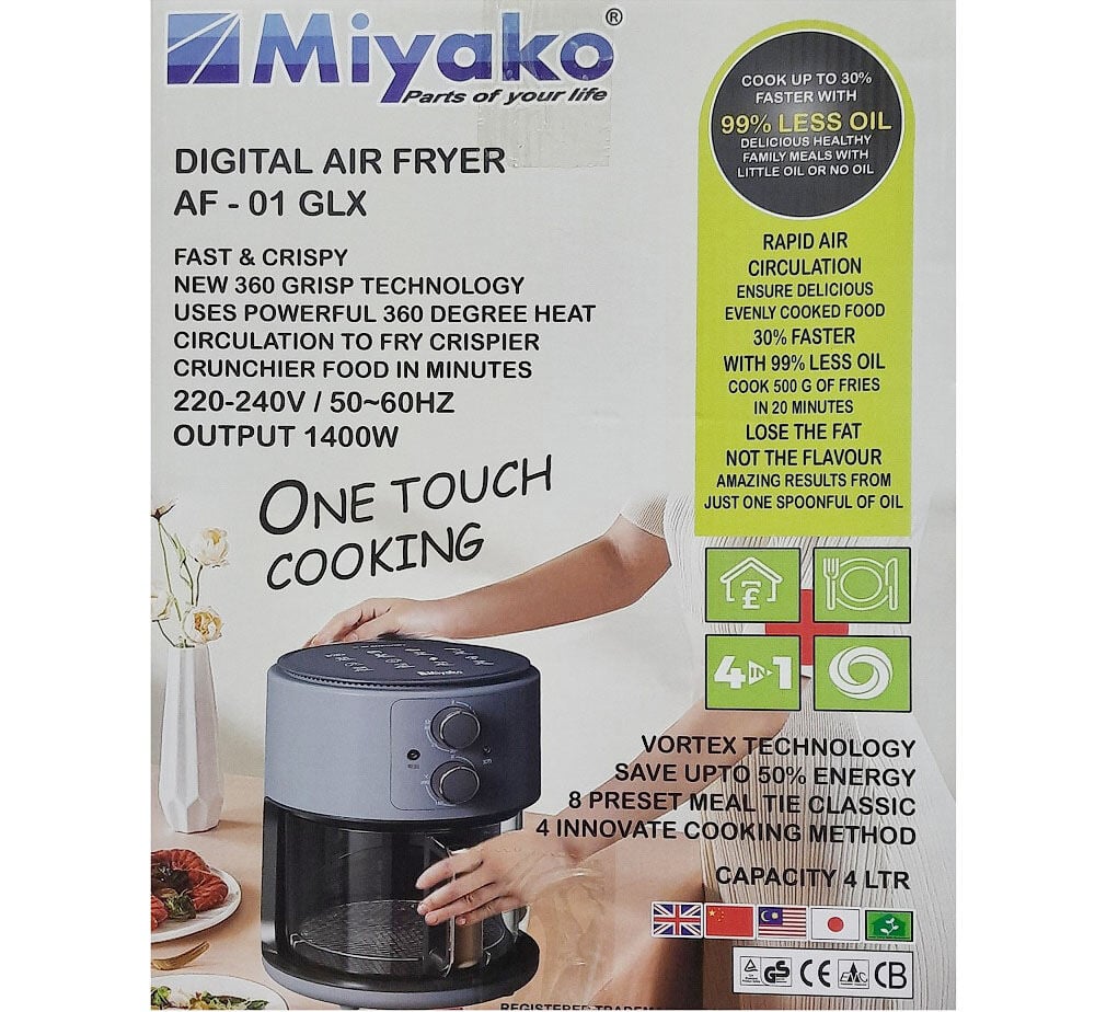 Picture of Miyako One Touch Cooking 4 Litre Digital Glass Pot Air Fryer | AF-01GLX