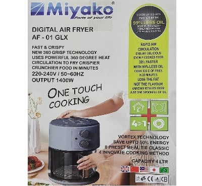 Picture of Miyako One Touch Cooking 4 Litre Digital Glass Pot Air Fryer | AF-01GLX