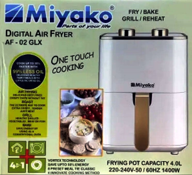Picture of Miyako One Touch Cooking 4 Litre Digital Glass Pot Air Fryer | AF-02GLX