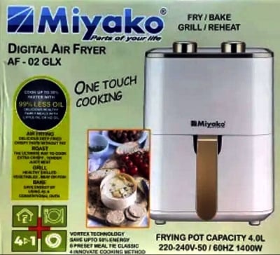 Picture of Miyako One Touch Cooking 4 Litre Digital Glass Pot Air Fryer | AF-02GLX