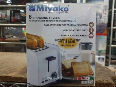 Picture of Miyako Automatic Bread Toaster with Lid | KT-2008 | 850 Watt Capacity - White