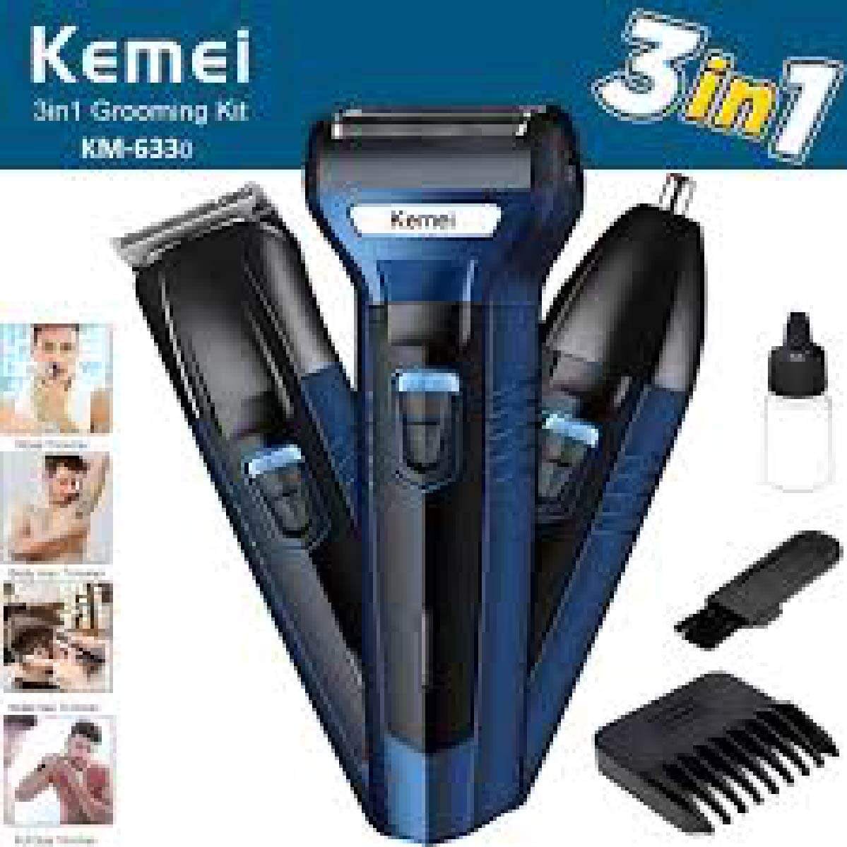Picture of Kemei KM-6330 3 in 1 Professional Hair Trimmer Super Grooming Kit Shaver Clipper Nose Trimmer