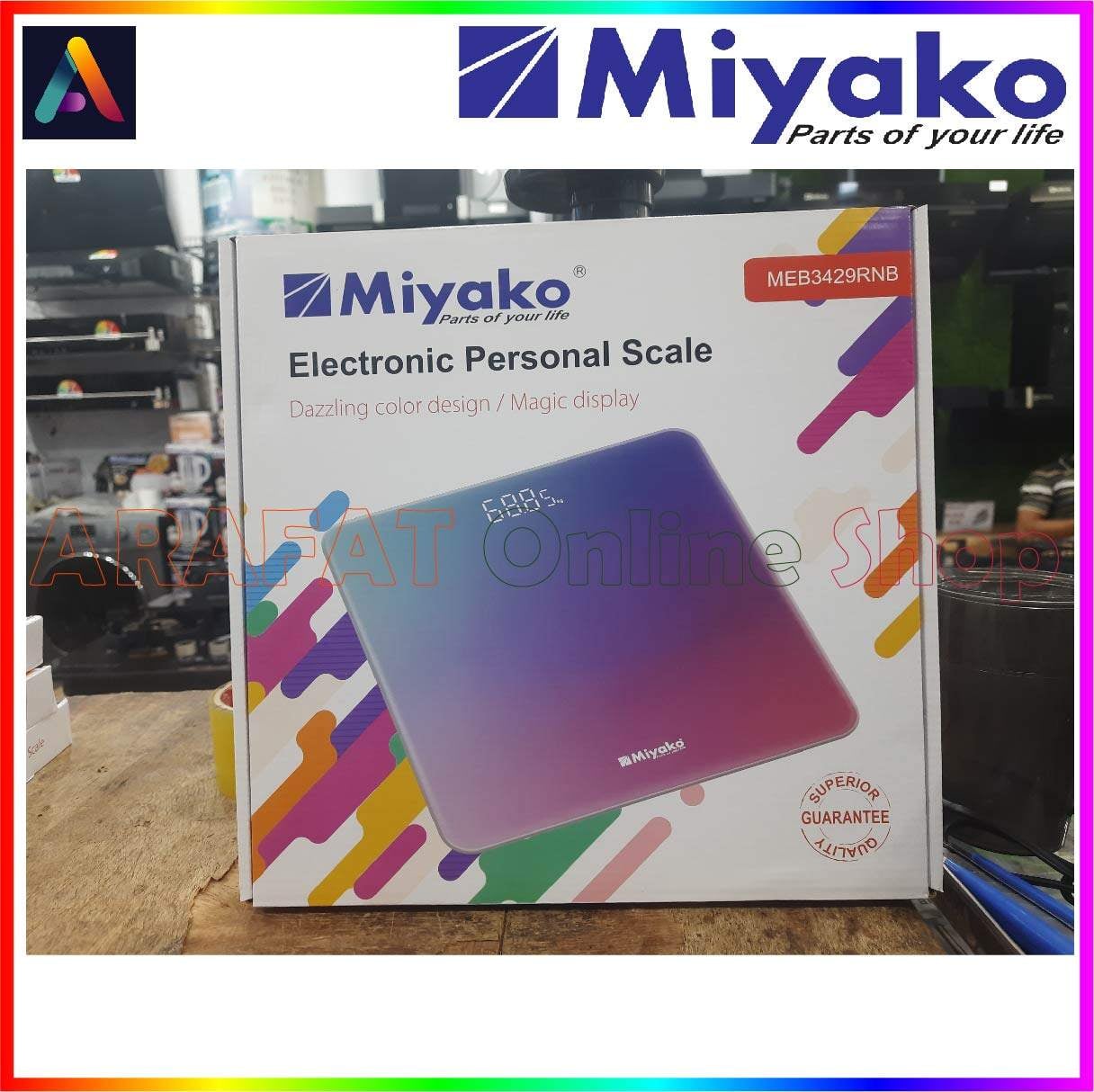 Picture of Accurate Weight Measurement with Miyako Digital Weight Machine/Miyako Electrical Personal Scale MEB-3429RNB - Your Reliable Partner for Health and Fitness Goals - Multicolor