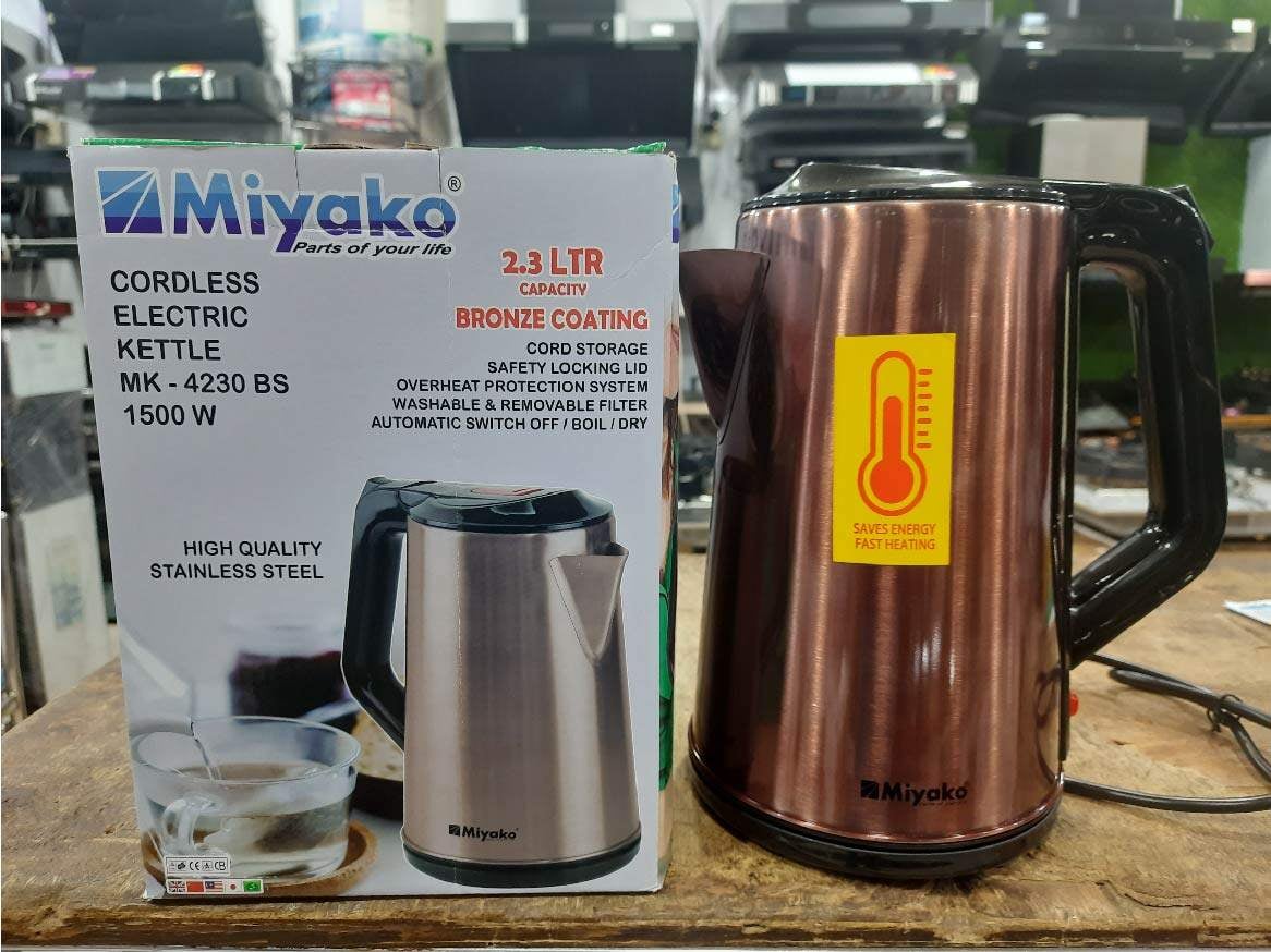 Picture of Miyako Cordless Electric Stainless Steel Body Kettle | 2.3 Ltr | 1500 Watt | Miyako Electric Automatic Kettle | MK-4230BS | Colour : Black