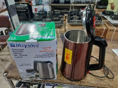 Picture of Miyako Cordless Electric Stainless Steel Body Kettle | 2.3 Ltr | 1500 Watt | Miyako Electric Automatic Kettle | MK-4230BS | Colour : Black