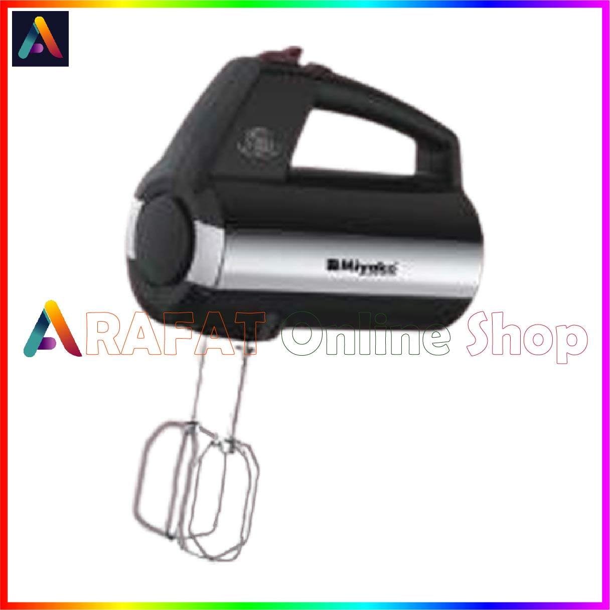 Picture of Miyako Egg Beater & Hand Mixer with Dough Hooks in a Storage Case | 400 Watt 5 Speed Setting | Model : HM-8603 | Colour : Black & Silver - Black & Silver