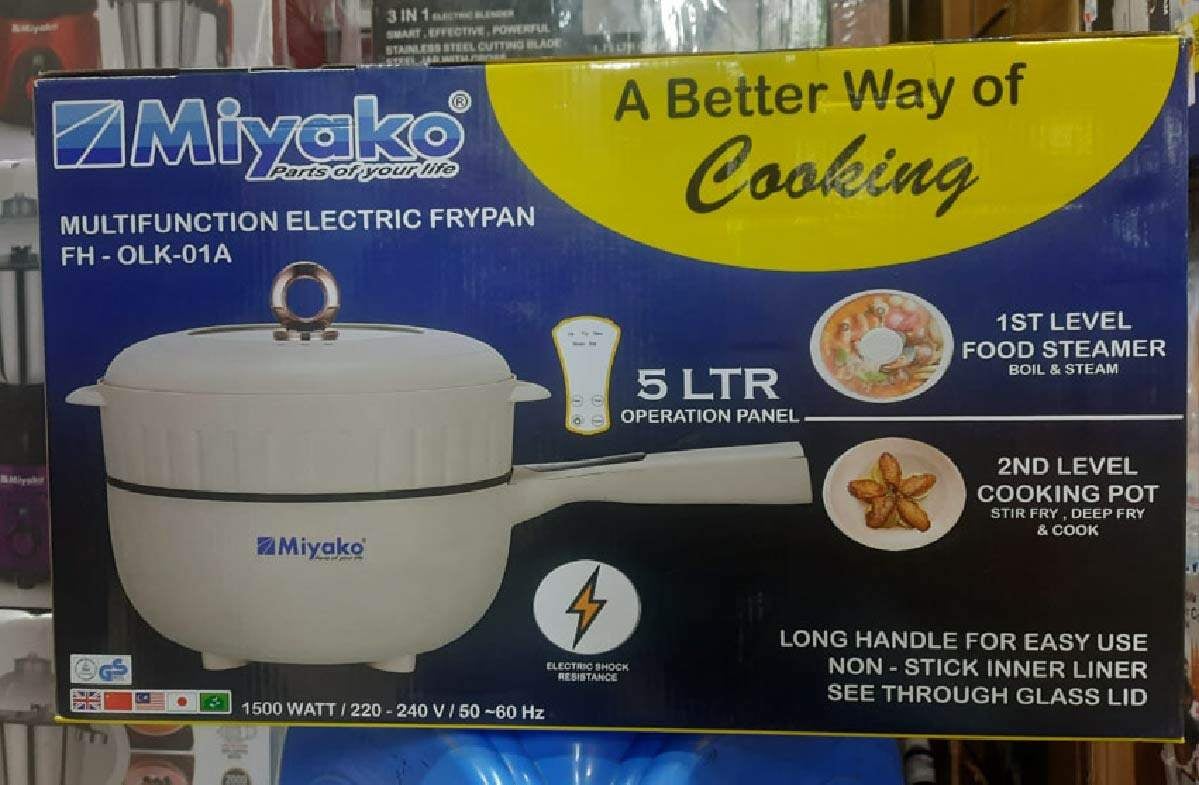 Picture of Miyako Multi Function Electric Fry Pan | 5 Ltr | 1500 Watt | Model : FH-OLK-01A - White