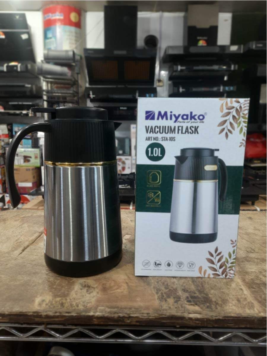 Picture of Miyako Vaccum Flask Hot & Cool | 12-24 Hours 1 Liter | Model : STA-10S - Black & Silver