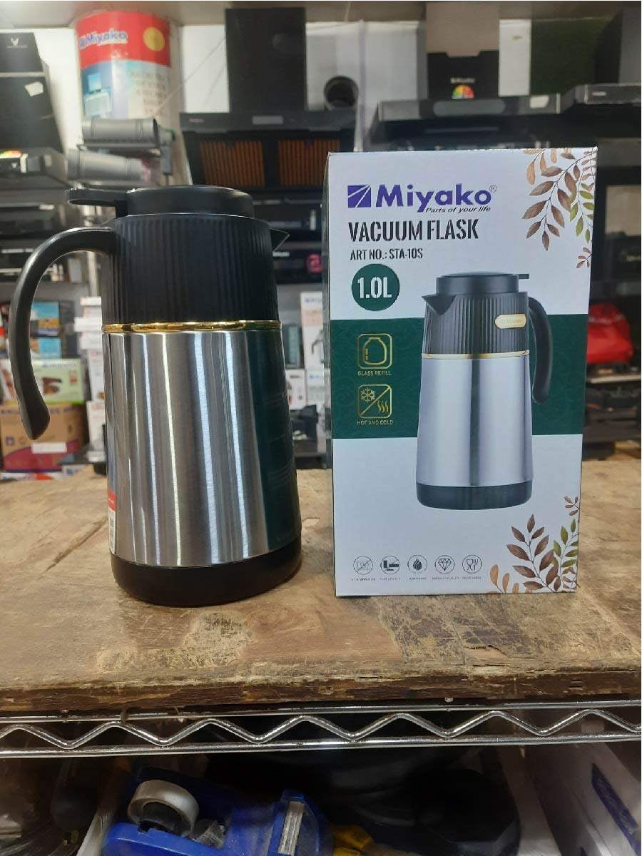 Picture of Miyako Vaccum Flask Hot & Cool | 12-24 Hours 1 Liter | Model : STA-10S - Black & Silver
