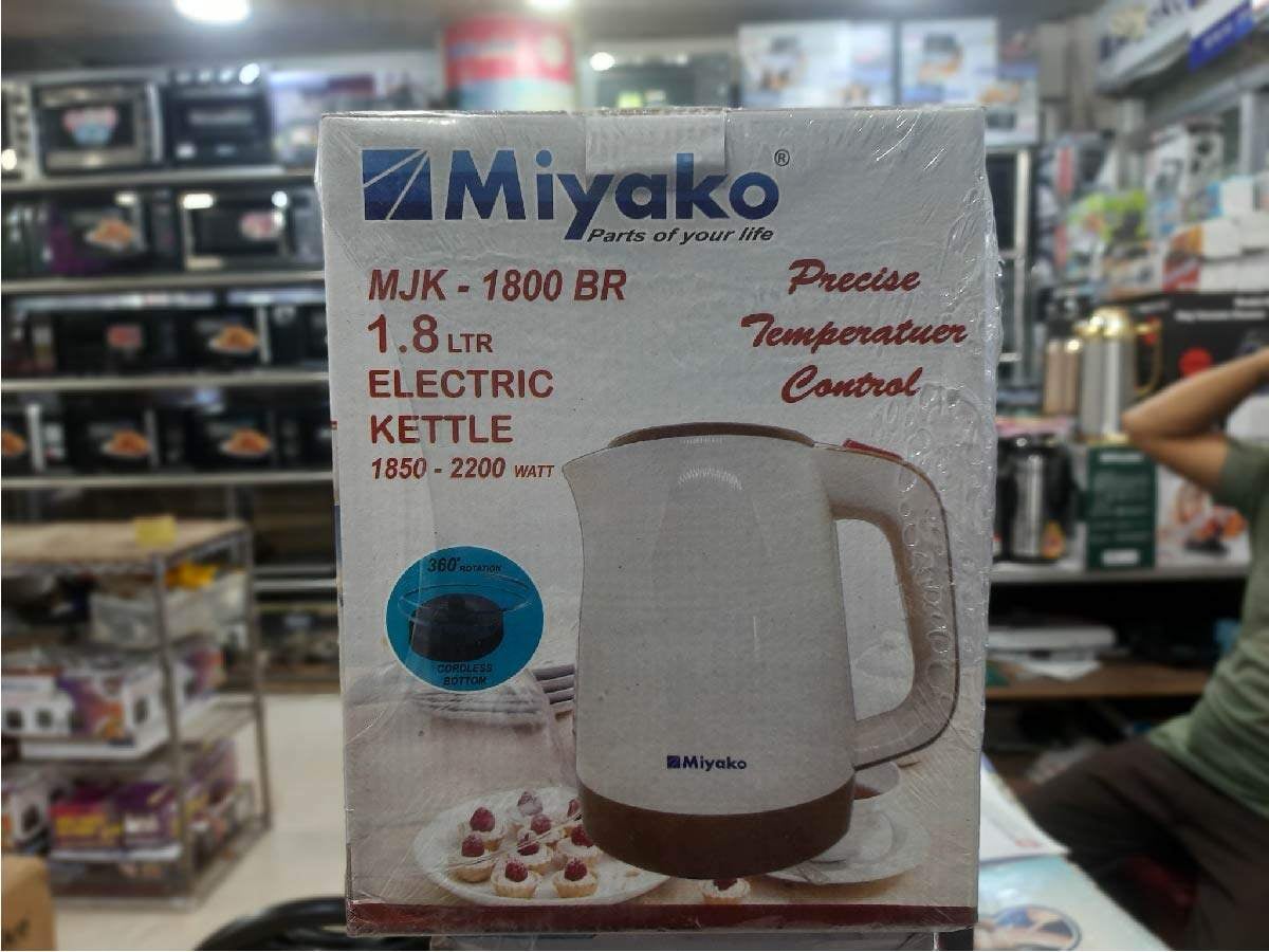 Picture of Miyako Electric Automatic Kettle | 1.8 Liter | MJK-1800BR | 1850/2000 Watt | Auto On/Off After Boiling Water - Black & Silver