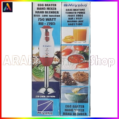 Picture of Miyako Steel Body Electric Hand Blender/Hand Mixer 750 Watt  HB-7705  High & Low Function - Red & White