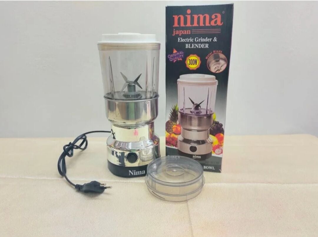 Picture of Nima 2 in 1 Electric Spice Grinder and Blender. 2 in 1 Nima Electric Grinder & Blander. 300 Watt Havey Deuti Motor. - Silver