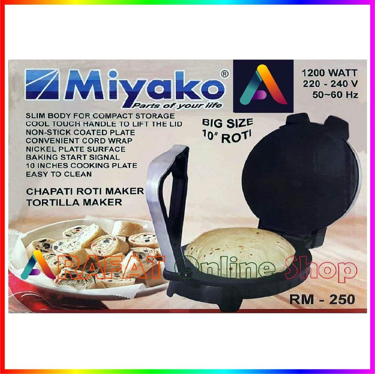 Picture of Miyako Electric Roti Maker RM-250 Big Size 10 inch | Made in India - Black