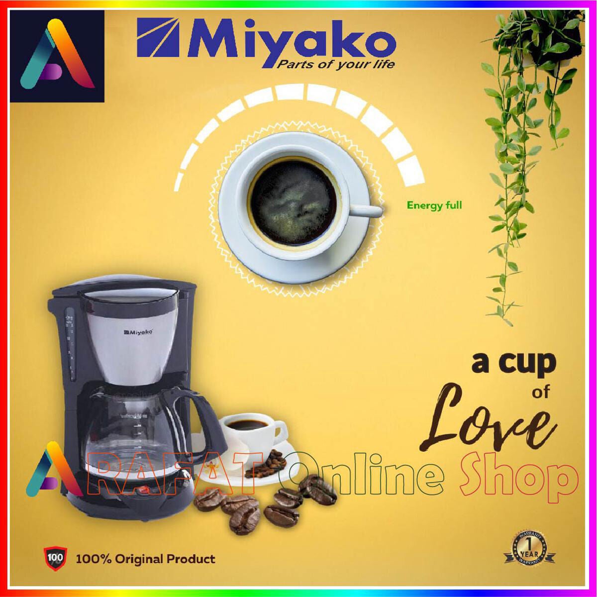 Picture of Miyako Electric Coffee Maker (Capacity: 6-8 Cup, Model: CM-325): Brew with Ease and Maintain  Simply - Black & White