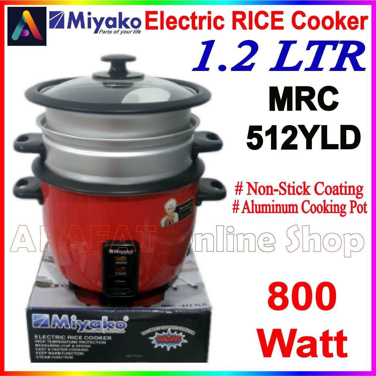 Picture of Miyako 1.2 LTR Double Pot Rice Cooker MRC-512YLD - Red
